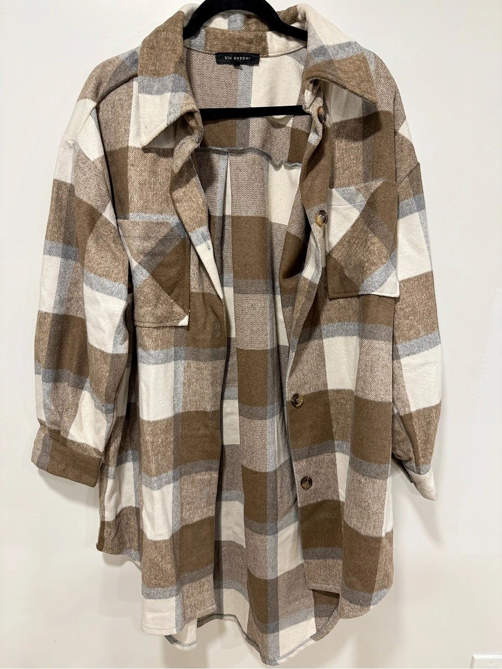 blu pepper Plaid Shacket